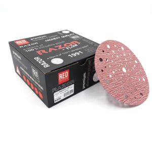 dischi abrasivi hq razor flow rosso 150mm multiforo r800 (50pz) dischi abrasivi hq razor flow rosso 150mm multiforo r800 (50pz)